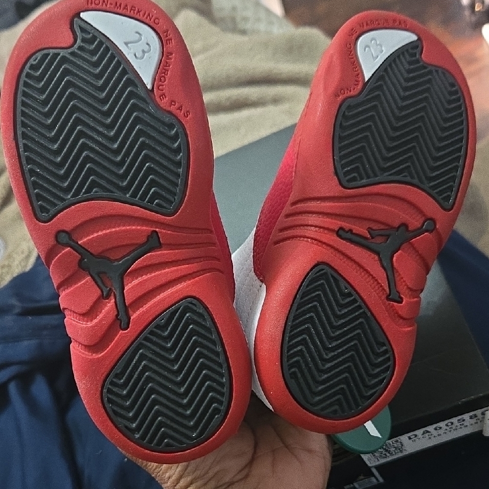 Jordan White and Red High-Top Sneakers - Picture 3 of 5